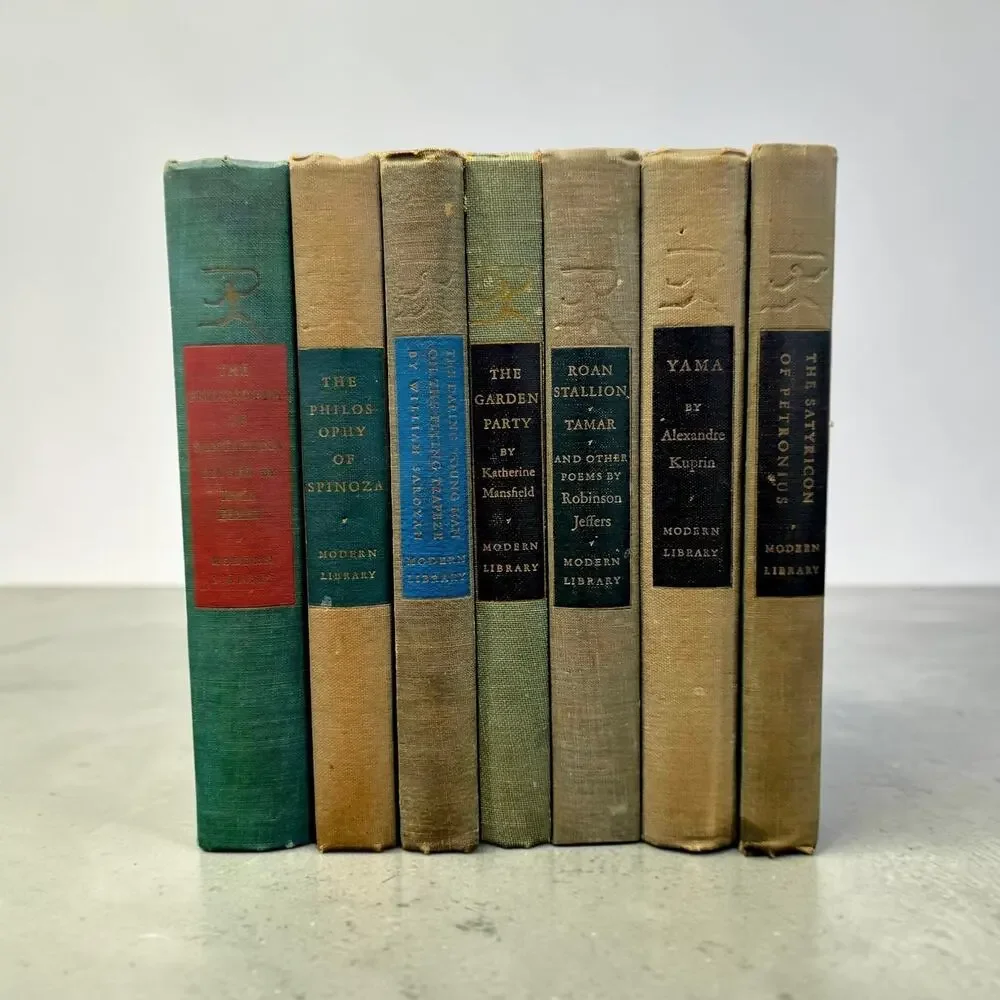 Vintage Modern Library Books Lot of 7 1930s Hardcover Classics Decorative Ficti